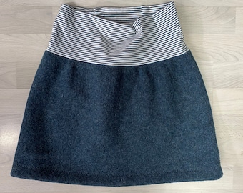 Walk skirt, wool skirt, winter skirt, warm skirt, with striped waistband in several colors!