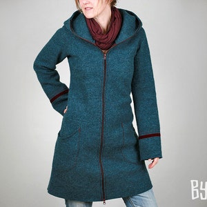 Hooded coat, hooded jacket, boiled wool jacket, boiled wool coat, women's wool coat, in many colors, Beatrice