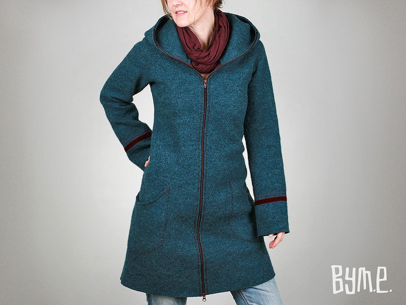 Hooded coat, hooded jacket, walking jacket, walking coat, women's wool coat, in many colors, Beatrice image 1