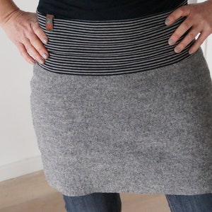 Walk skirt, wool skirt, winter skirt, warm skirt, walk skirt in a light A-line with a striped waistband in many colors!