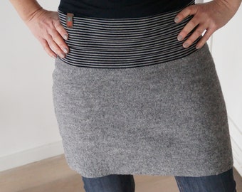 Walk skirt, wool skirt, winter skirt, warm skirt, walk skirt in a slight A-line shape with a striped waistband in many colors!