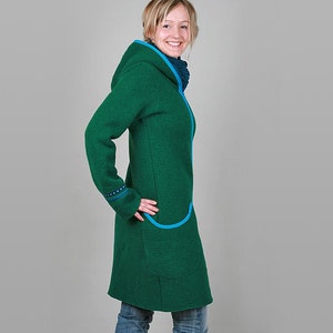 Walk coat, hooded coat, Fabienne, walk jacket women, transition coat, emerald and in other color combinations image 2