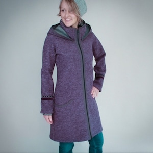 Hooded coat made of wool, Betty, women's wool coat, with collar in many colors image 4