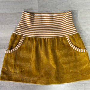 Cord skirt, retro skirt women, skirt with pockets, skirt in mustard yellow