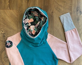 Größe S/M, Hoody Damen, Kapuzenpulli mit Blumen