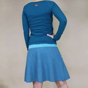 Jupe de promenade, jupe en laine, jupe d'hiver, jupe chaude, avec ceinture rayée en plusieurs couleurs image 3