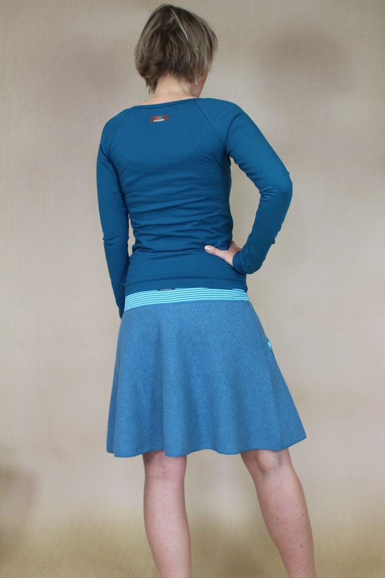 Jupe de promenade, jupe en laine, jupe d'hiver, jupe chaude, avec ceinture rayée en plusieurs couleurs image 3