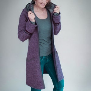 Hooded coat made of wool, Betty, women's wool coat, with collar in many colors image 3