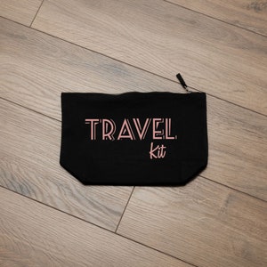 Kulturbeutel / Kosmetiktasche mit Aufdruck / Travel Kit roségold