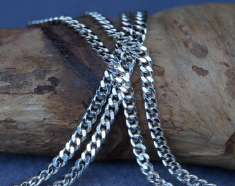 Vintage Kette Silber 925/- gestempelt Länge 40,5cm Panzer-Muster diamantiert Federringverschluss gereinigt und sehr gut erhalten