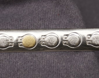 Vintage Kravattenklammer, Herrenschmuck, Silber mit Feingold, o-Ringe Muster toll für Handwerker!