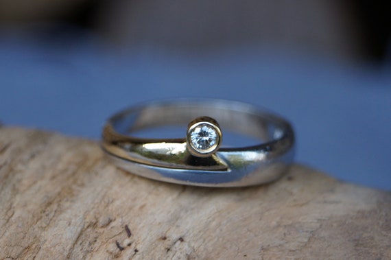 Vintage Ring Platinum 950 and Yellow Gold 750 Stamped Ring