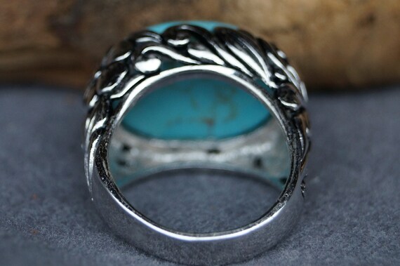 Vintage Ring, Silver 925/ Stamped, Ring Width 58, Turquoise Cabochon 19 X 14 Mm, Glossy Polished and Rhodium-plated - Etsy Vintage Ring, Silver 925/ Stamped, Ring Width 58, Turquoise Cabochon 19 X 14 Mm, Glossy Polished and Rhodium-plated - Etsy