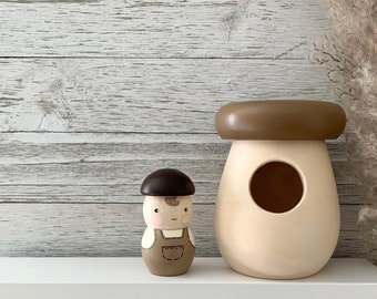 Mushroom Peg Doll in a Mushroom House Box // Limited Edition