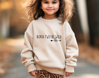 Personalisierter Pullover für zweiten Geburtstag, Born two be Wild Pulli, Geburtstagsshirt, Geburtstagsparty, Partyoutfit, Kindergeburtstag