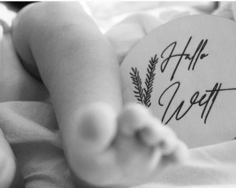Meilenstein "Hallo Welt" | Geburtsschild | Geburtsanzeige | Meilensteinkarte