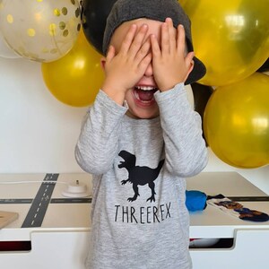 Personalized birthday shirt for the third birthday | THREEREX | Dinoparty
