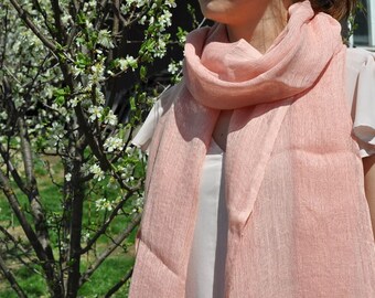 szal lniany Telba blush  70x200   Fair Trade handmade