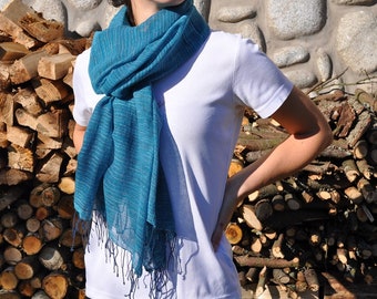 YESHI  turquoise cotton scarf 70x200 FairTrade