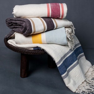 Gondar navy cotton blanket 130 x 200 Fair Trade image 2