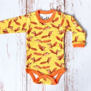 Langarm Bodysuit - Eichhörnchen  Bio Baumwolle Fairtrade Baby Body