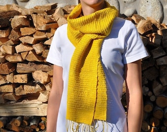 Saba Seidenschal yellow 30 x 160 Fair Trade