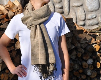 cotton-silk shawl Noah beige 45 x 200 Fair Trade