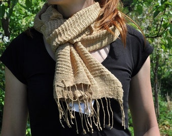 silk scarf Queen Saba beige  30 x 160 Fair Trade