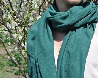 Cotton shawl Maraki pine 70 x 220 Fair Trade