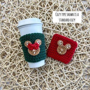Crochet Gingerbread Mickey Cozy: Disney Christmas Iced Coffee Sleeve, Theme Park Accessory