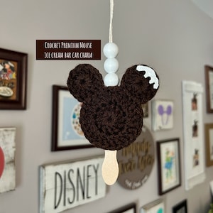 Crochet Premium Mouse Ice Cream Bar Car Charm| Crochet Rear View Mirror Charm| Disney Inspired Car Accessories| Magical Gift| Diffuser