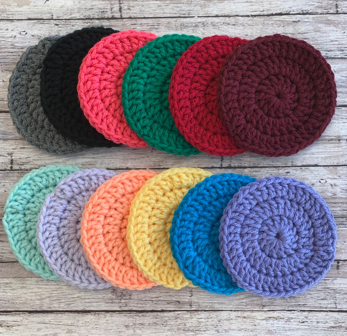 Solid Color Round Coasters Crochet Yarn Coaster Single Etsy