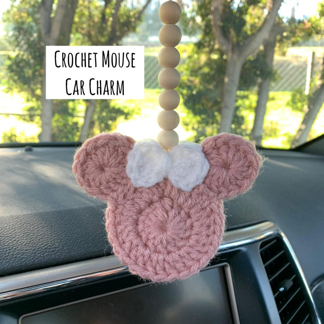 Crochet Mouse Car Charm: Disney Inspired Rear View Mirror Charm