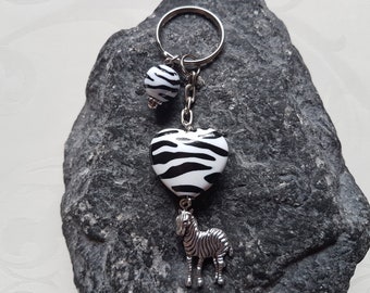 Zebra laufend galoppierend Schlüsselanhänger Anhänger Silber aus Metall 