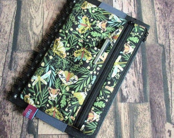 Pencil case, butterflies & dragonflies, with elastic band, pencil case for calendars, planners, notebooks, folders