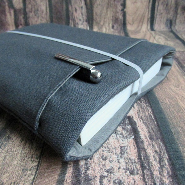 Buchtasche, Canvas Dunkelgrau, Buchhülle, eReader Hülle