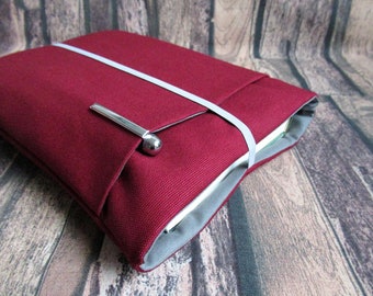 Book bag, canvas dark red, book cover, eReader case