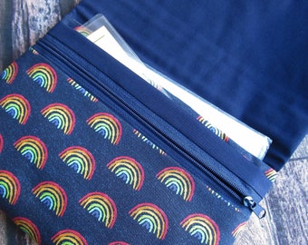 Maternity passport cover, rainbow dark blue