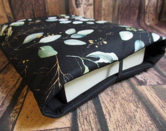 Book bag, eReader case, eucalyptus black, book cover for paperbacks, hardcover, novels