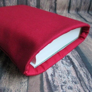 Book cover, eReader case with closure, padded book bag, canvas red