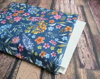 Book bag, eReader case, flowers blue, book cover