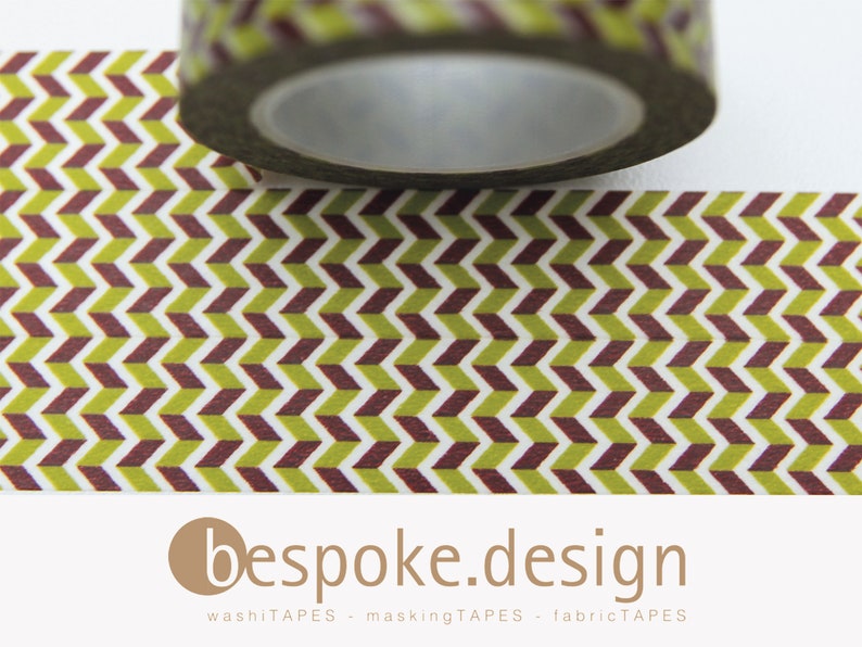 Tape BUNT khaki brown zigzag rapport 15 mm 10 m