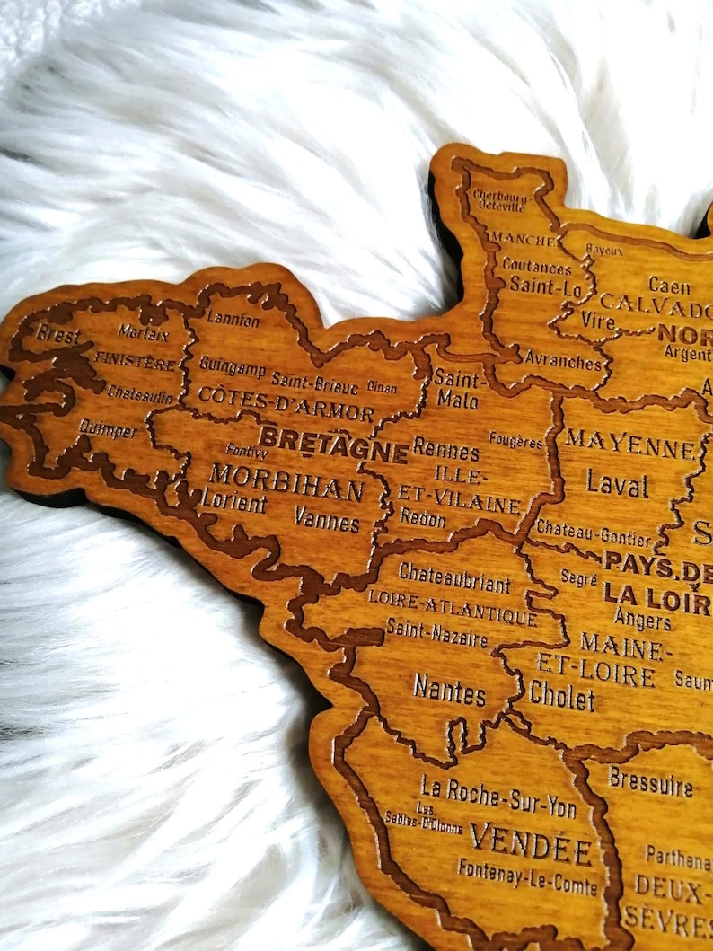 Mappa della Francia, carta geografica, carta regionale, mappa xilografica della Francia, mappa, Parigi... immagine 2