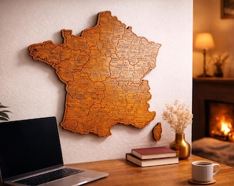 Mapa Francji, mapa geograficzna, mapa regionów, drzeworytnicza mapa Francji, mapa, Paryż...