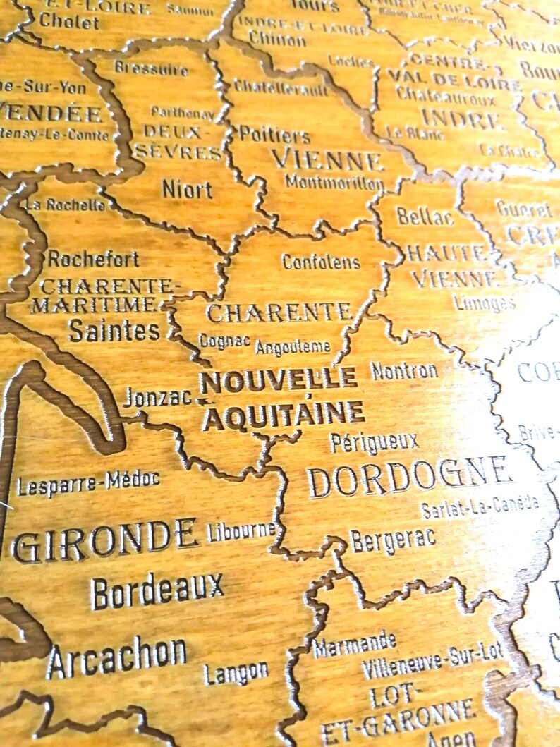 Mappa della Francia, carta geografica, carta regionale, mappa xilografica della Francia, mappa, Parigi... immagine 10
