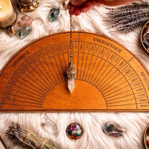 Tablica radiestezyjna, waga Bovisa, tarcza wróżbiarska, wahadło, drewniana tablica radiestezyjna, narzędzie ezoteryczne
