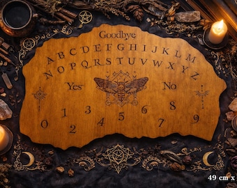 Ouija Board Wooden Spirit Board Moth Decor – Talking Board Divination Tool Witchcraft Altar Decor Paranormal Gift