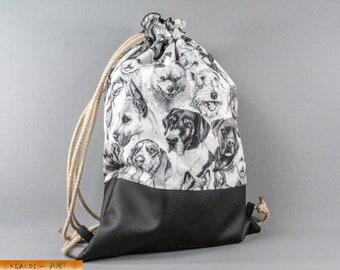 Rucksack Turnbeutel Shopper " Hunde" mit Schlüsselband