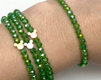 Sheer Lime Green AB 2.0 - Stretch Stacking Bracelet - Disney Inspired - Green Crystal Bracelet - Rose Gold - Silver - Gold