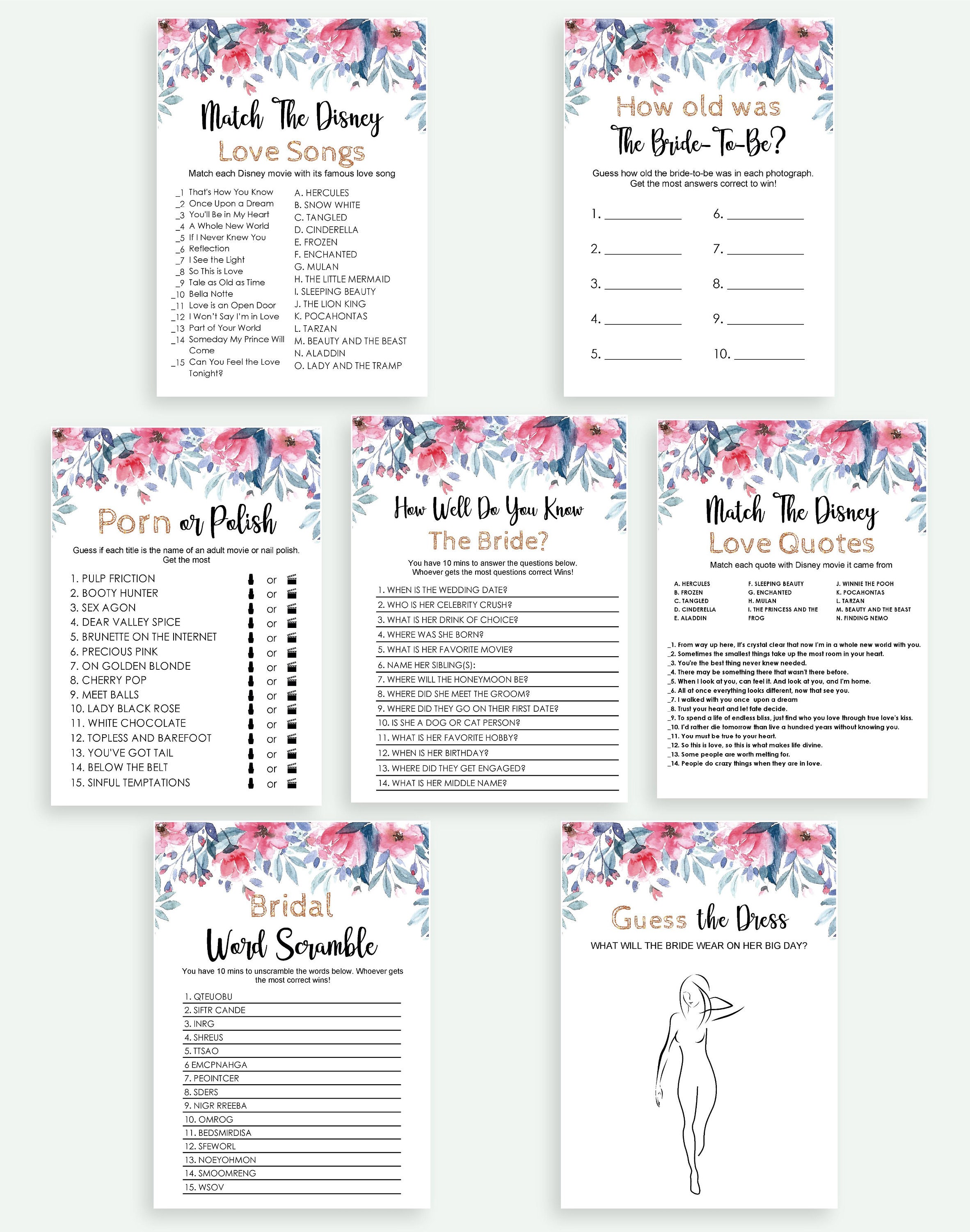 Bridal Shower Bundle / Bridal Shower Games Package / Bridal Etsy